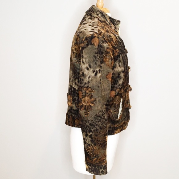 St John Coat Corduroy Size Large Moody Floral Fall Floral Grunge Goth Fairy - Picture 2 of 8